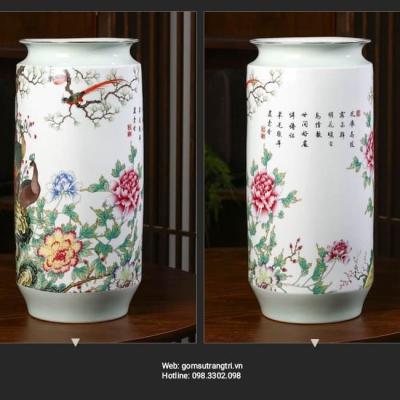 BÌNH CẮM HOA DÁNG TRỤ CHIM CÔNG